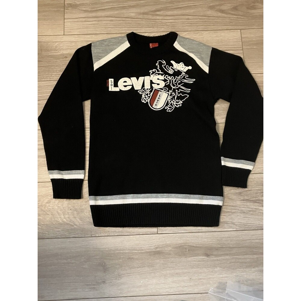 Levi's Sweater Boys XL Black Logo Crew Neck Back To School Fall Winter